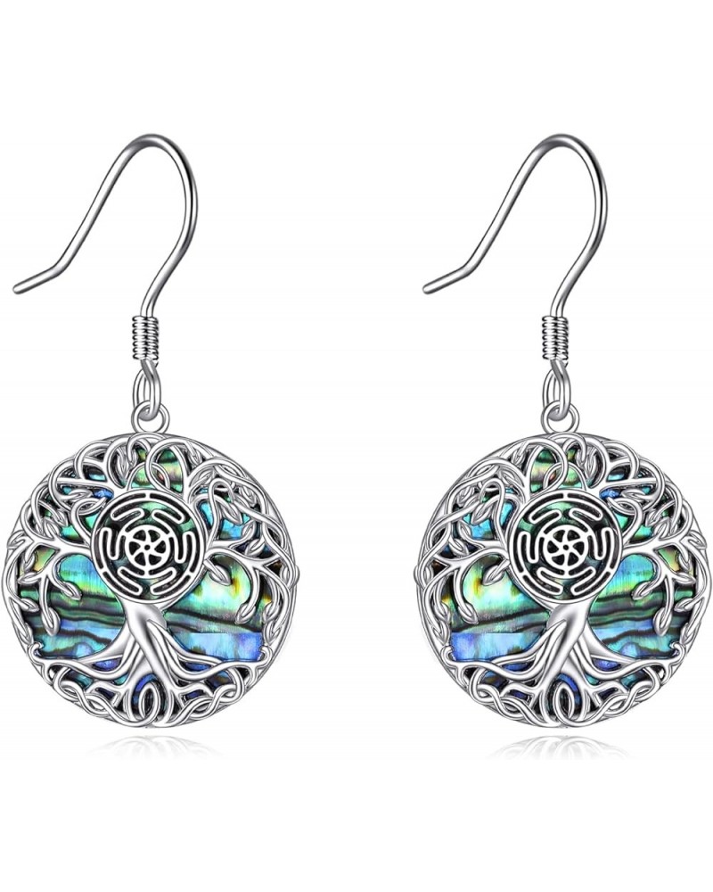 Tree of Life Earrings Sterling Silver Tree Life Eardrop with Abalone Shell Dangle Drop Earrings Jewelry Gifts for Women Girls...