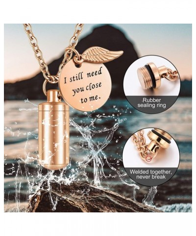 Cylinder Cremation Jewelry Urn Necklace for Ashes Memorial Ashes Necklace with Angel Wing Charm Memorial Keepsake for Pet Hum...