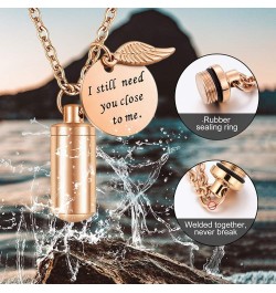 Cylinder Cremation Jewelry Urn Necklace for Ashes Memorial Ashes Necklace with Angel Wing Charm Memorial Keepsake for Pet Hum...