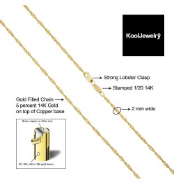 14k Yellow Gold Filled Or White Gold Filled Singapore Chain Necklace For Women And Men (1mm, 1.4mm, 1.7mm or 2mm - sizes from...