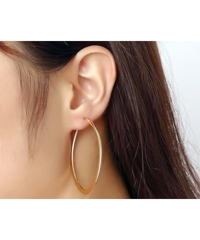 Stainless Steel Oval Teardrop Hoop Earrings For Women,Hypoallergenic Huggie Rose Gold Black Silver 4 Pairs a Set $9.71 Earrings