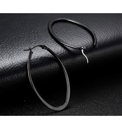 Stainless Steel Oval Teardrop Hoop Earrings For Women,Hypoallergenic Huggie Rose Gold Black Silver 4 Pairs a Set $9.71 Earrings