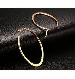 Stainless Steel Oval Teardrop Hoop Earrings For Women,Hypoallergenic Huggie Rose Gold Black Silver 4 Pairs a Set $9.71 Earrings