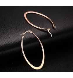 Stainless Steel Oval Teardrop Hoop Earrings For Women,Hypoallergenic Huggie Rose Gold Black Silver 4 Pairs a Set $9.71 Earrings