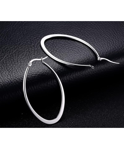 Stainless Steel Oval Teardrop Hoop Earrings For Women,Hypoallergenic Huggie Rose Gold Black Silver 4 Pairs a Set $9.71 Earrings