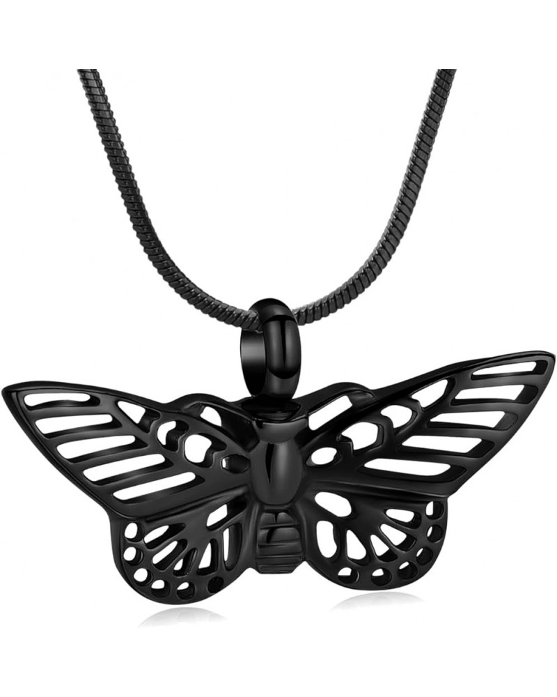 Cremation Jewelry for Ashes Memorial Keepsake for Beloved's Ashes Urn Pendants Butterfly Cremation Necklace for Ashes Black $...