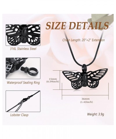 Cremation Jewelry for Ashes Memorial Keepsake for Beloved's Ashes Urn Pendants Butterfly Cremation Necklace for Ashes Black $...