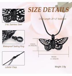 Cremation Jewelry for Ashes Memorial Keepsake for Beloved's Ashes Urn Pendants Butterfly Cremation Necklace for Ashes Black $...