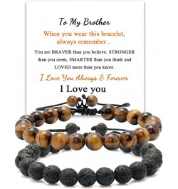 Mens Bracelet Tiger Eye Bracelets for Man Boyfriend Husband Dad Son Grandson Brother Natural Stone Beaded Anniversary Christm...