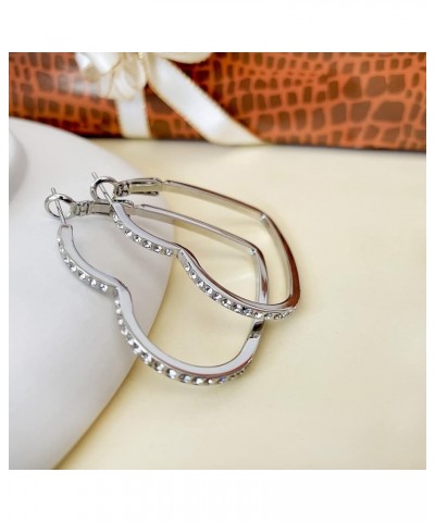 Silver Hoop Earrings for Women, Fashion Lightweight CZ Cubic Zirconia Rhinestone Hoops Gifts White Gold Rose Gold Plated 35mm...