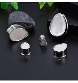 Stainless Steel Ear Gauges Water Drop Heart Shape Tunnel Plugs Flared Expander Stretchers 0g(8mm)-1"(25mm). 1"(25mm) White wa...