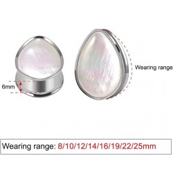 Stainless Steel Ear Gauges Water Drop Heart Shape Tunnel Plugs Flared Expander Stretchers 0g(8mm)-1"(25mm). 1"(25mm) White wa...