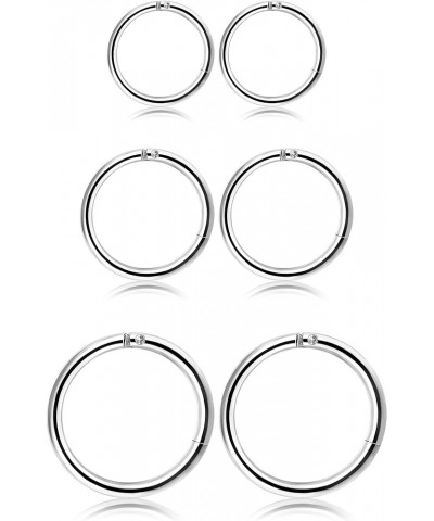 3-6Pairs Stainless Steel 16G Sleeper Earrings Septum Clicker Nose Lip Ring Body Piercing A: 3Pairs Silver Tone(6/8/10mm) $8.0...