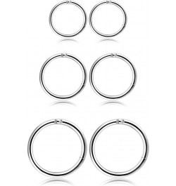 3-6Pairs Stainless Steel 16G Sleeper Earrings Septum Clicker Nose Lip Ring Body Piercing A: 3Pairs Silver Tone(6/8/10mm) $8.0...