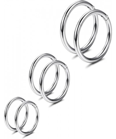 3-6Pairs Stainless Steel 16G Sleeper Earrings Septum Clicker Nose Lip Ring Body Piercing A: 3Pairs Silver Tone(6/8/10mm) $8.0...