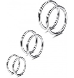 3-6Pairs Stainless Steel 16G Sleeper Earrings Septum Clicker Nose Lip Ring Body Piercing A: 3Pairs Silver Tone(6/8/10mm) $8.0...