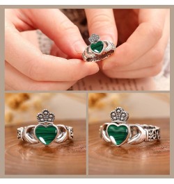 Heart Shape Turquoise Claddagh Rings 925 Sterling Silver Celtic Knot Rings Womens Vintage Rings with 12 * 10mm Turquoise Stat...