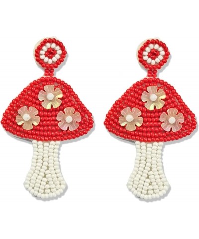 Beaded Easter Earrings for Women Girls Dangling Cute Rabbit Egg Earrings Easter Gifts for Women Friends Mushroom $6.83 Earrings