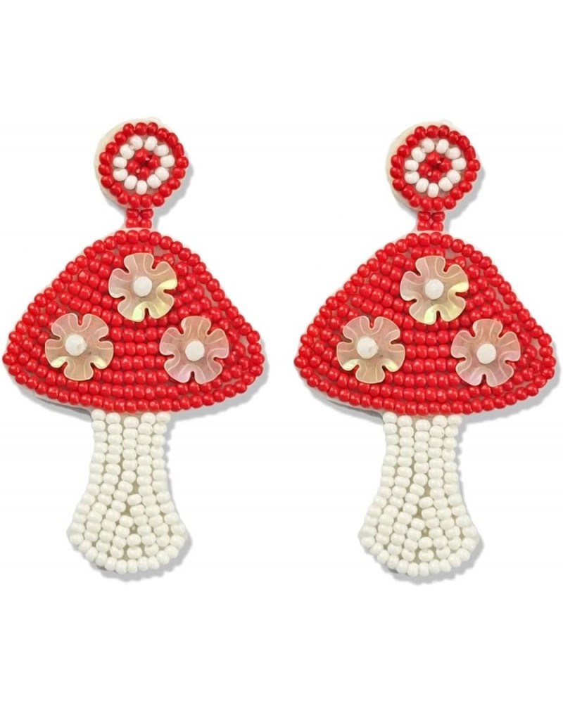 Beaded Easter Earrings for Women Girls Dangling Cute Rabbit Egg Earrings Easter Gifts for Women Friends Mushroom $6.83 Earrings