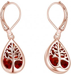 Tree Of Life Drop Earrings In 14k Gold Over Sterling Silver Rose Gold Over : Simulated Garnet $24.80 Earrings