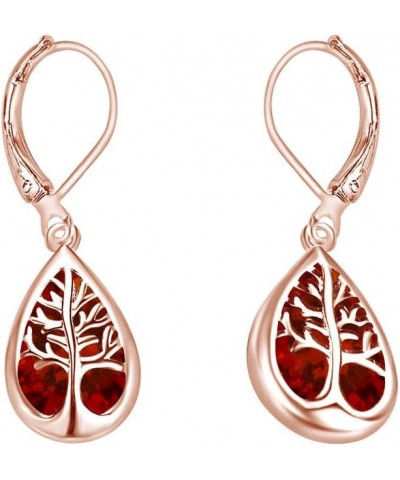 Tree Of Life Drop Earrings In 14k Gold Over Sterling Silver Rose Gold Over : Simulated Garnet $24.80 Earrings