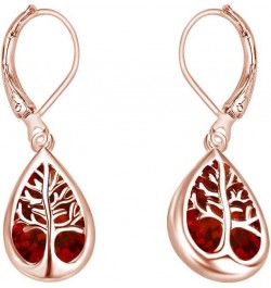 Tree Of Life Drop Earrings In 14k Gold Over Sterling Silver Rose Gold Over : Simulated Garnet $24.80 Earrings