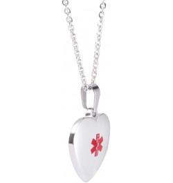 Free Engraving Heart Charm Medical ID Alert Necklaces for Women SILVER customize $12.37 Necklaces