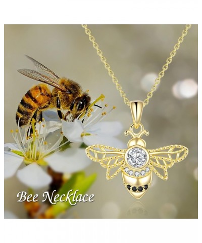 Bee Necklace Bee Necklace for Women Girls Sterling Silver Bee Necklace Dancing Bee Necklace Honey Bee Necklace Gold Bee Neckl...