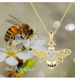 Bee Necklace Bee Necklace for Women Girls Sterling Silver Bee Necklace Dancing Bee Necklace Honey Bee Necklace Gold Bee Neckl...