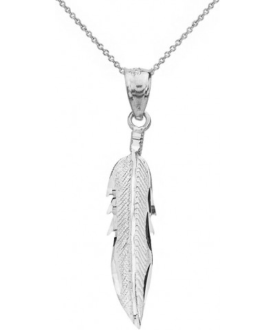 Bohemia Leaf Feather Pendant Necklace 20" Chain + 10k White-Gold $24.37 Necklaces