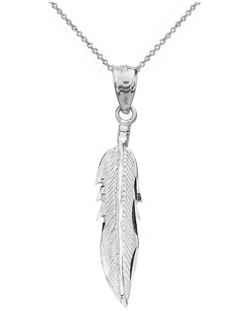 Bohemia Leaf Feather Pendant Necklace 20" Chain + 10k White-Gold $24.37 Necklaces