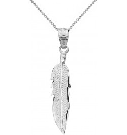 Bohemia Leaf Feather Pendant Necklace 20" Chain + 10k White-Gold $24.37 Necklaces