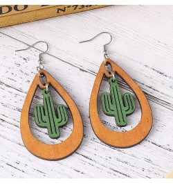 Lovely Green Cactus Sunflower Dangle Earrings Nature Bohemian Hollowed Out Western Plant Earrings Summer Beach Jewelry Gifts ...