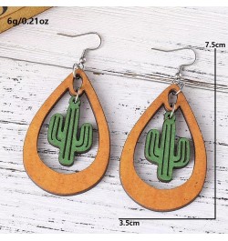 Lovely Green Cactus Sunflower Dangle Earrings Nature Bohemian Hollowed Out Western Plant Earrings Summer Beach Jewelry Gifts ...