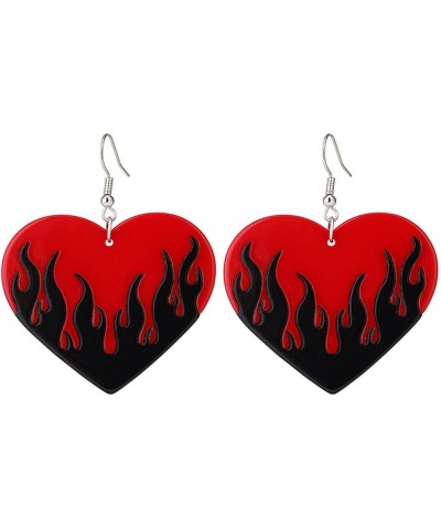 Acrylic Heart Flame Earrings for Women Teen Girls, Punk Flame Burn Dangle Drop Earrings Two Tone Heart Flame Earrings Hypoall...