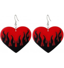 Acrylic Heart Flame Earrings for Women Teen Girls, Punk Flame Burn Dangle Drop Earrings Two Tone Heart Flame Earrings Hypoall...