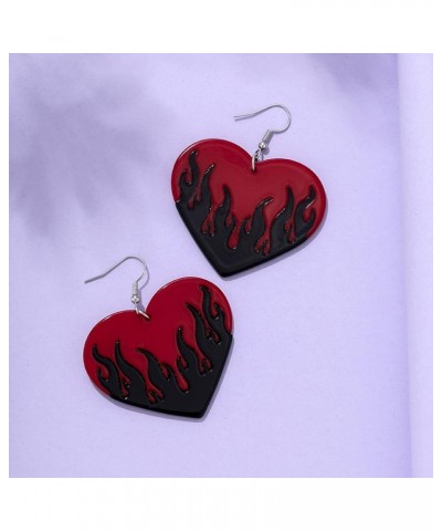 Acrylic Heart Flame Earrings for Women Teen Girls, Punk Flame Burn Dangle Drop Earrings Two Tone Heart Flame Earrings Hypoall...