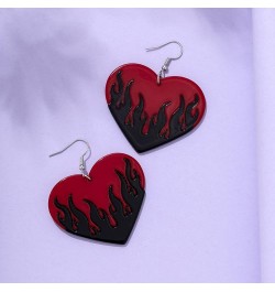 Acrylic Heart Flame Earrings for Women Teen Girls, Punk Flame Burn Dangle Drop Earrings Two Tone Heart Flame Earrings Hypoall...