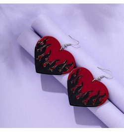 Acrylic Heart Flame Earrings for Women Teen Girls, Punk Flame Burn Dangle Drop Earrings Two Tone Heart Flame Earrings Hypoall...