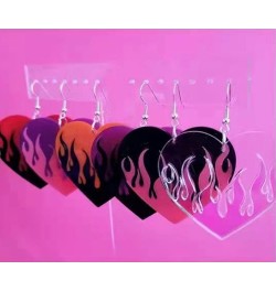 Acrylic Heart Flame Earrings for Women Teen Girls, Punk Flame Burn Dangle Drop Earrings Two Tone Heart Flame Earrings Hypoall...