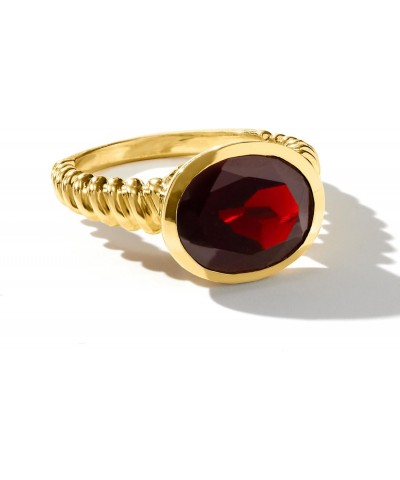 5.00 Carat Oval Garnet Ring in 18kt Gold Over Sterling $39.60 Rings