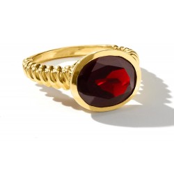 5.00 Carat Oval Garnet Ring in 18kt Gold Over Sterling $39.60 Rings