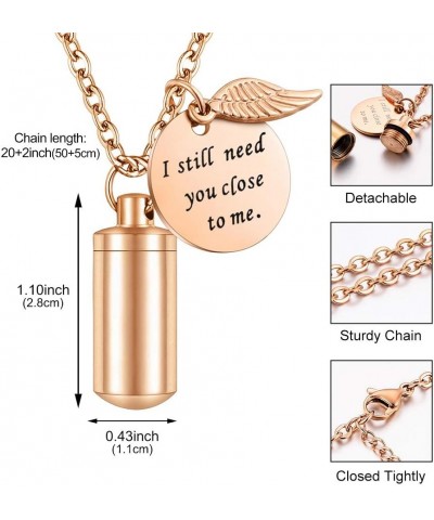 Cylinder Cremation Jewelry Urn Necklace for Ashes Memorial Ashes Necklace with Angel Wing Charm Memorial Keepsake for Pet Hum...