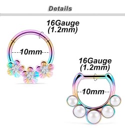 16G Hinged Septum Piercing Jewelry Septum Clicker 316L Surgical Steel Septum Nose Rings Earrings Hoops Piercing Jewelry for M...