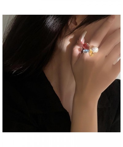 Colorful Crystal Butterfly Ring for Women Girls 14K Gold Plated Shiny Cubic Zirconia Open Statement Ring Wrap Finger Band Eng...