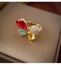 Colorful Crystal Butterfly Ring for Women Girls 14K Gold Plated Shiny Cubic Zirconia Open Statement Ring Wrap Finger Band Eng...