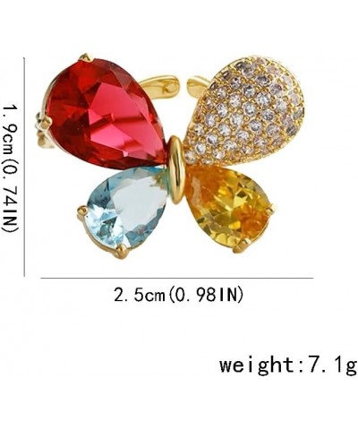 Colorful Crystal Butterfly Ring for Women Girls 14K Gold Plated Shiny Cubic Zirconia Open Statement Ring Wrap Finger Band Eng...