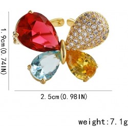 Colorful Crystal Butterfly Ring for Women Girls 14K Gold Plated Shiny Cubic Zirconia Open Statement Ring Wrap Finger Band Eng...