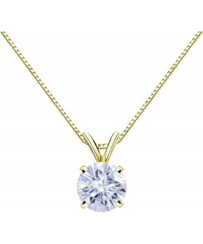 1/2 to 3 1/2 Carat Round Moissanite Solitaire Pendant Necklace in 14k Gold (H-I, cttw) 4-Prong 16 to 18 Inch Adjustable Chain...