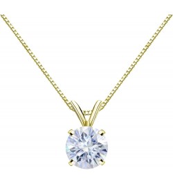 1/2 to 3 1/2 Carat Round Moissanite Solitaire Pendant Necklace in 14k Gold (H-I, cttw) 4-Prong 16 to 18 Inch Adjustable Chain...